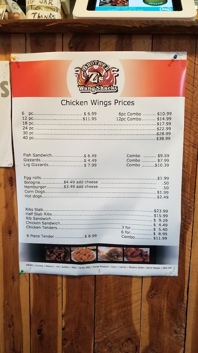 Brother Z's Wang Shack menu board