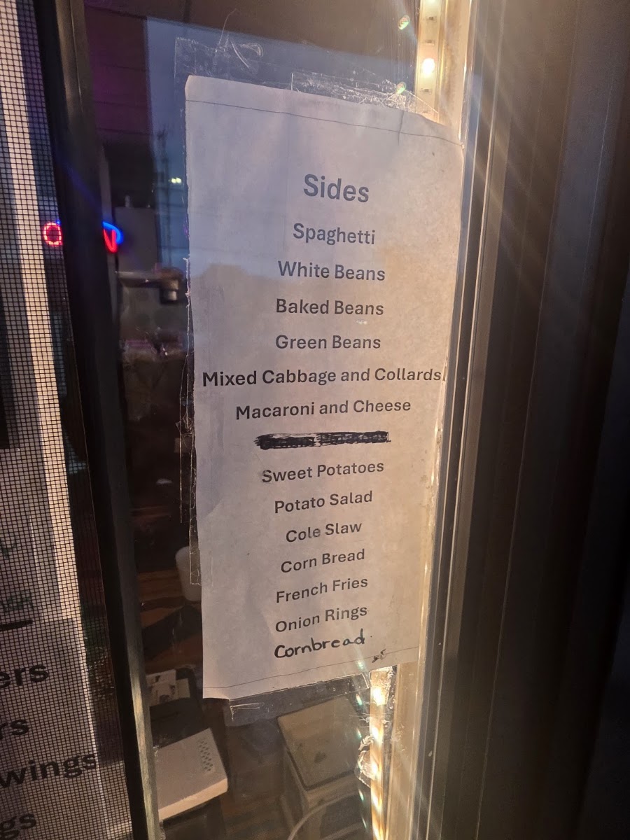 White's Fish, Hot Chicken & BBQ menu board