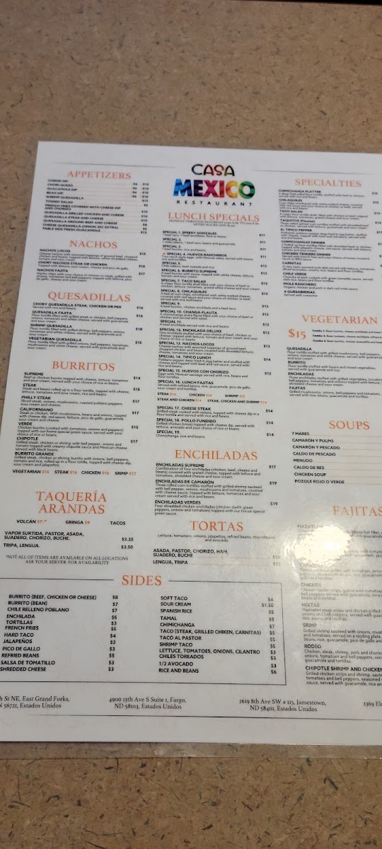Casa Mexico | Mexican menu board
