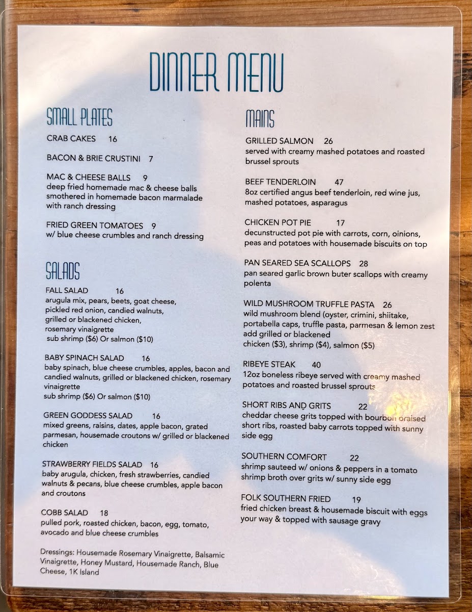 FolkArt Restaurant Hapeville menu board