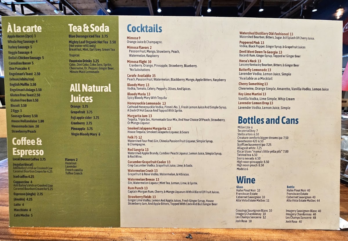 FolkArt Restaurant Hapeville menu board