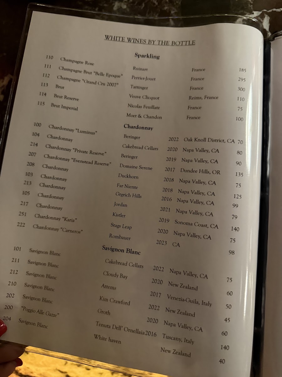 Scalini Fedeli Montville menu board