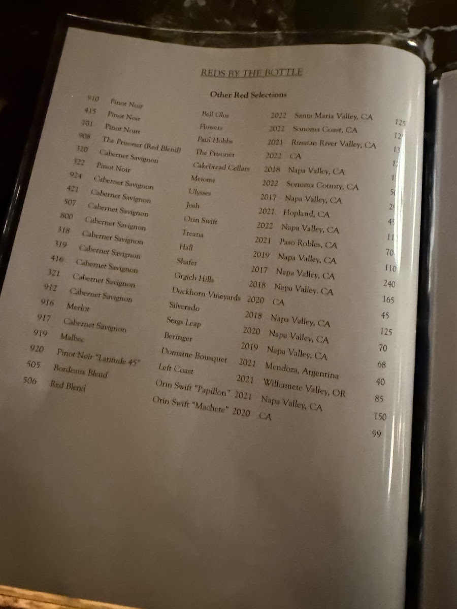 Scalini Fedeli Montville menu board
