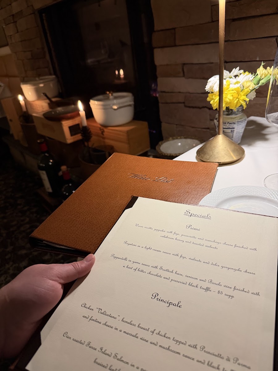 Scalini Fedeli Montville menu board