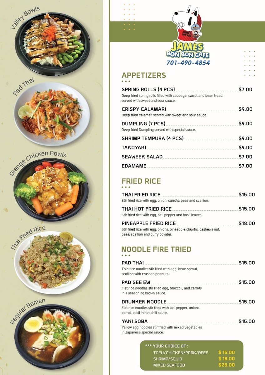 Jamesbonbon cafe menu board
