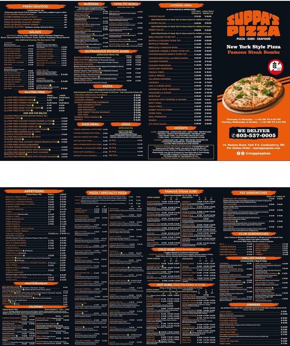 Suppa's Pizza menu board
