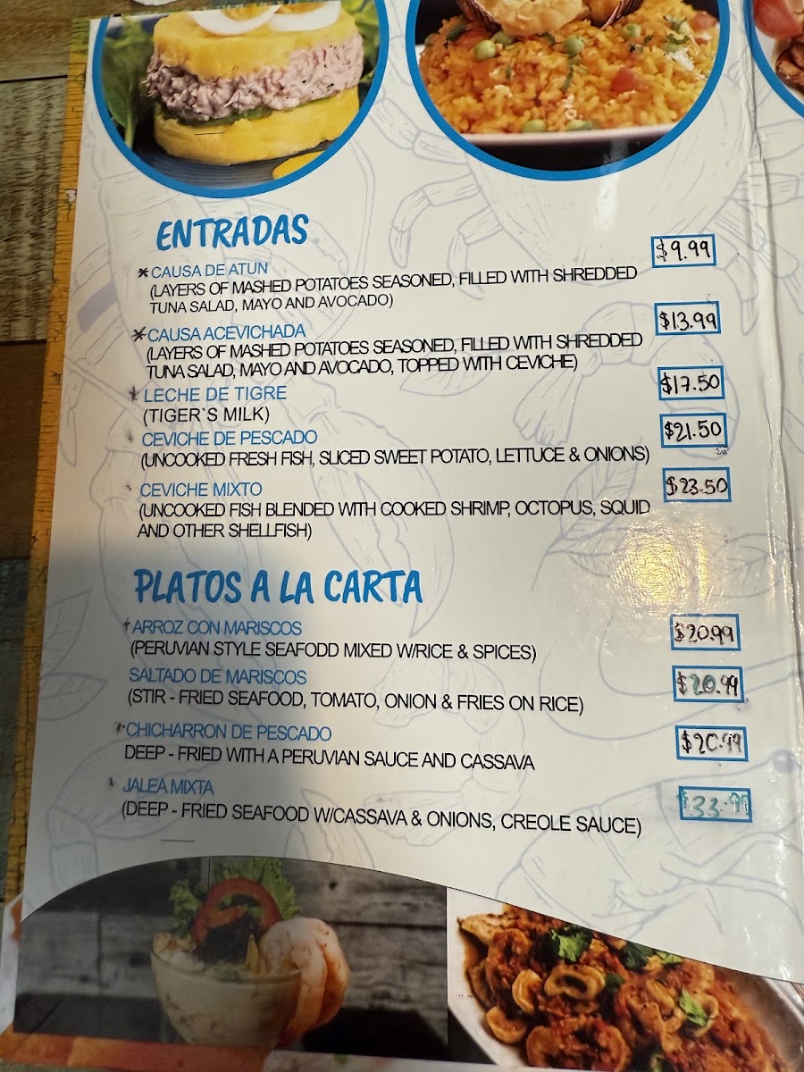 Machu Picchu The Inka Way menu board