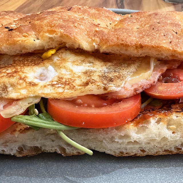 Egg Bacon Tomato Rocket Foccia