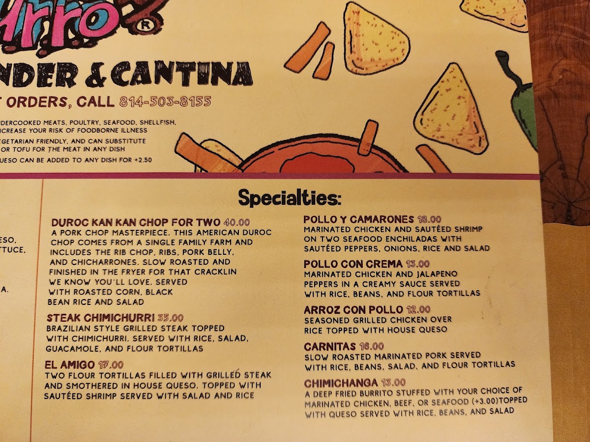 El Gordo Burro menu board
