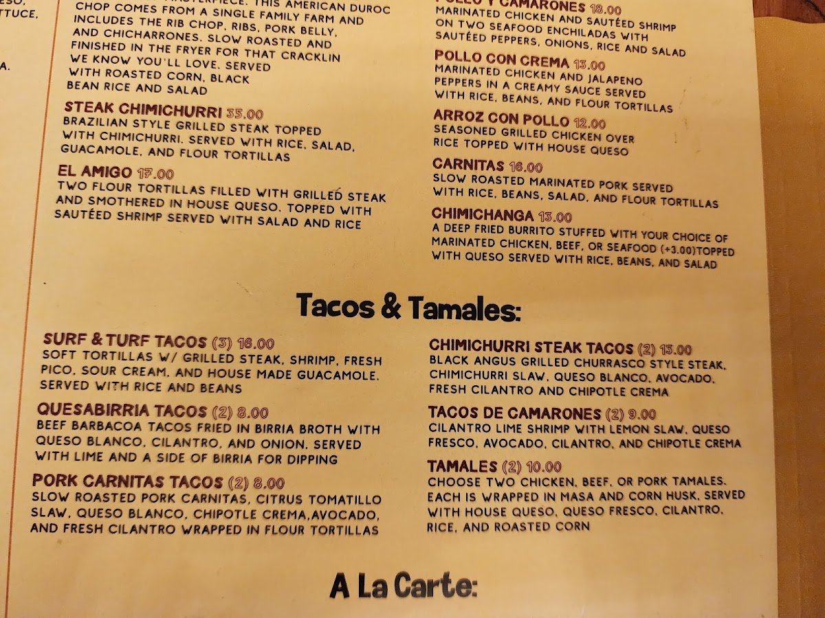 El Gordo Burro menu board