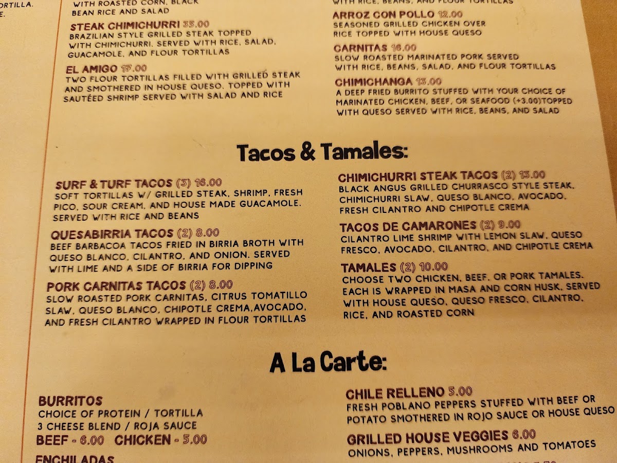 El Gordo Burro menu board