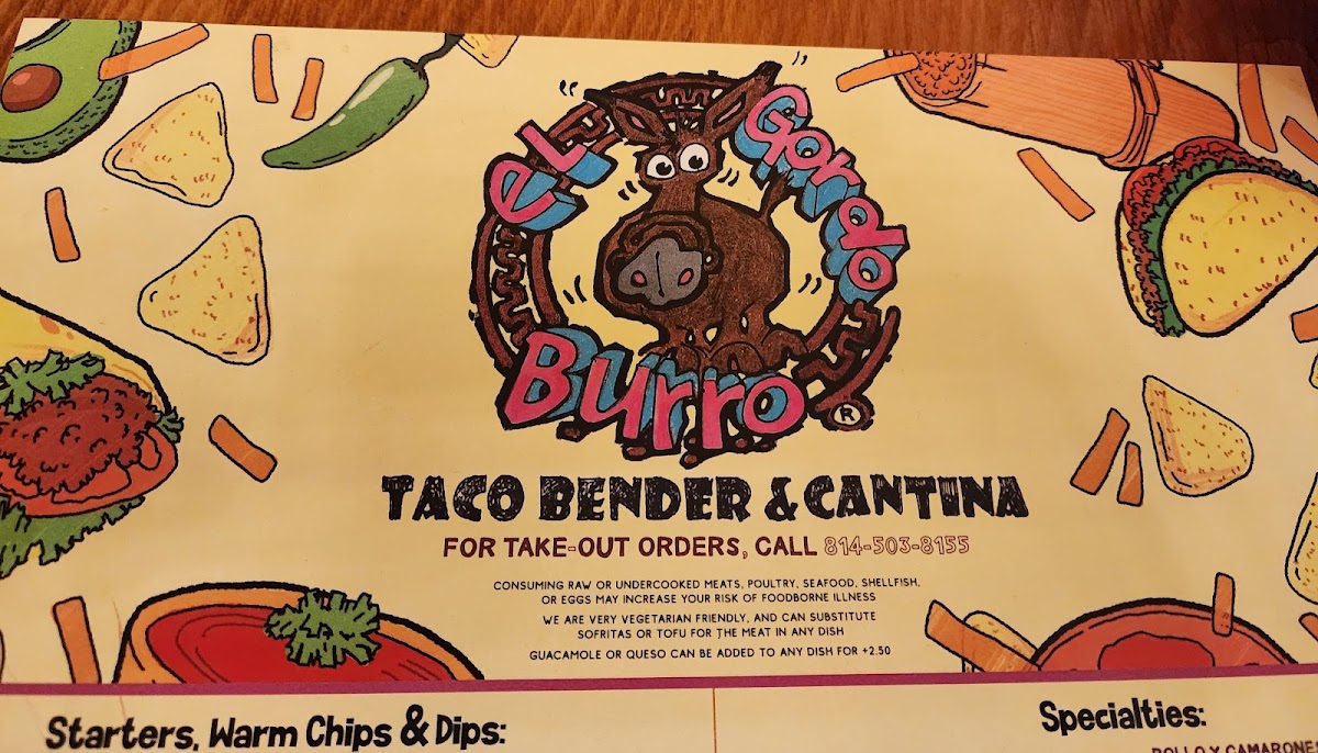 El Gordo Burro menu board