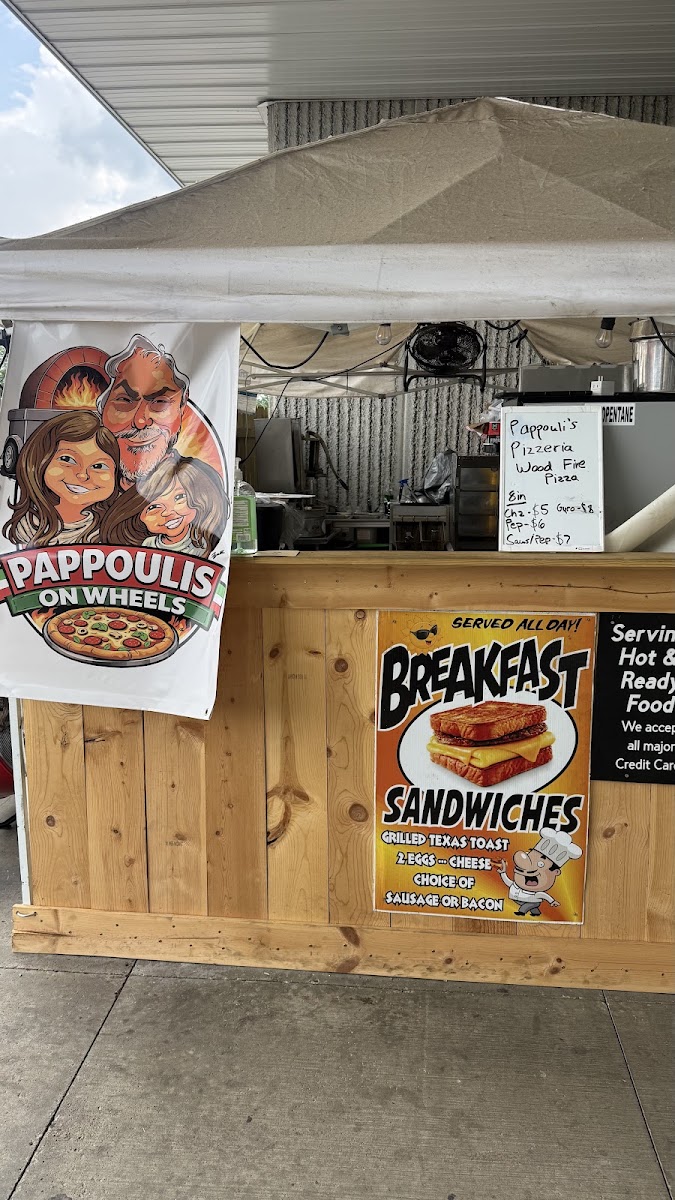 Pappouli’s Pizzeria menu board