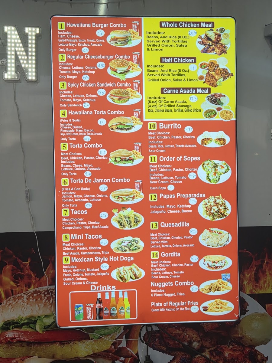 El Pollo Sierreño #7 menu board