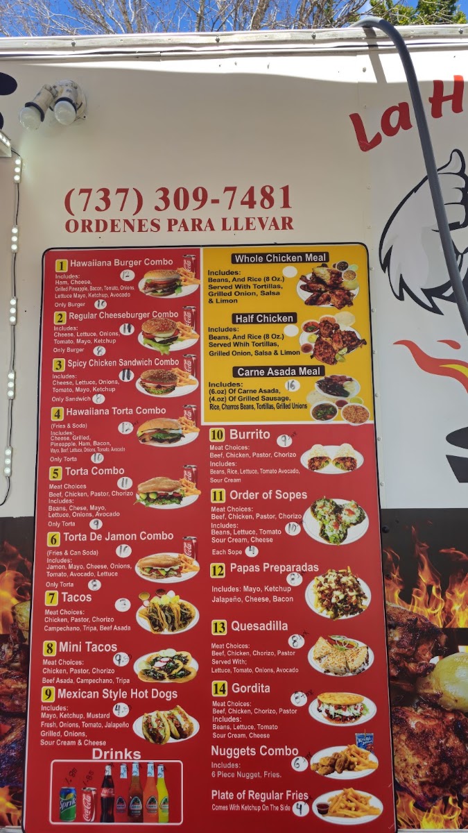 El Pollo Sierreño #7 menu board