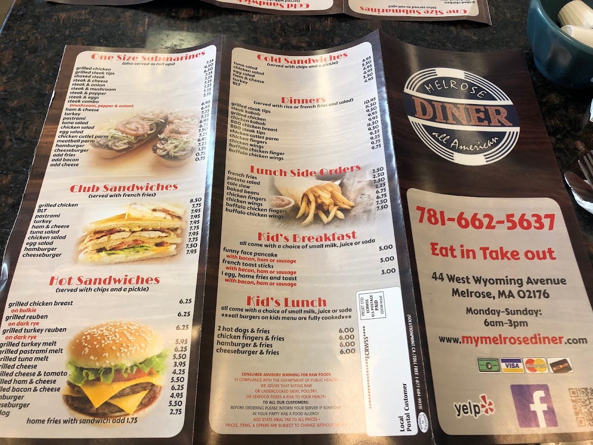 Melrose Diner menu board