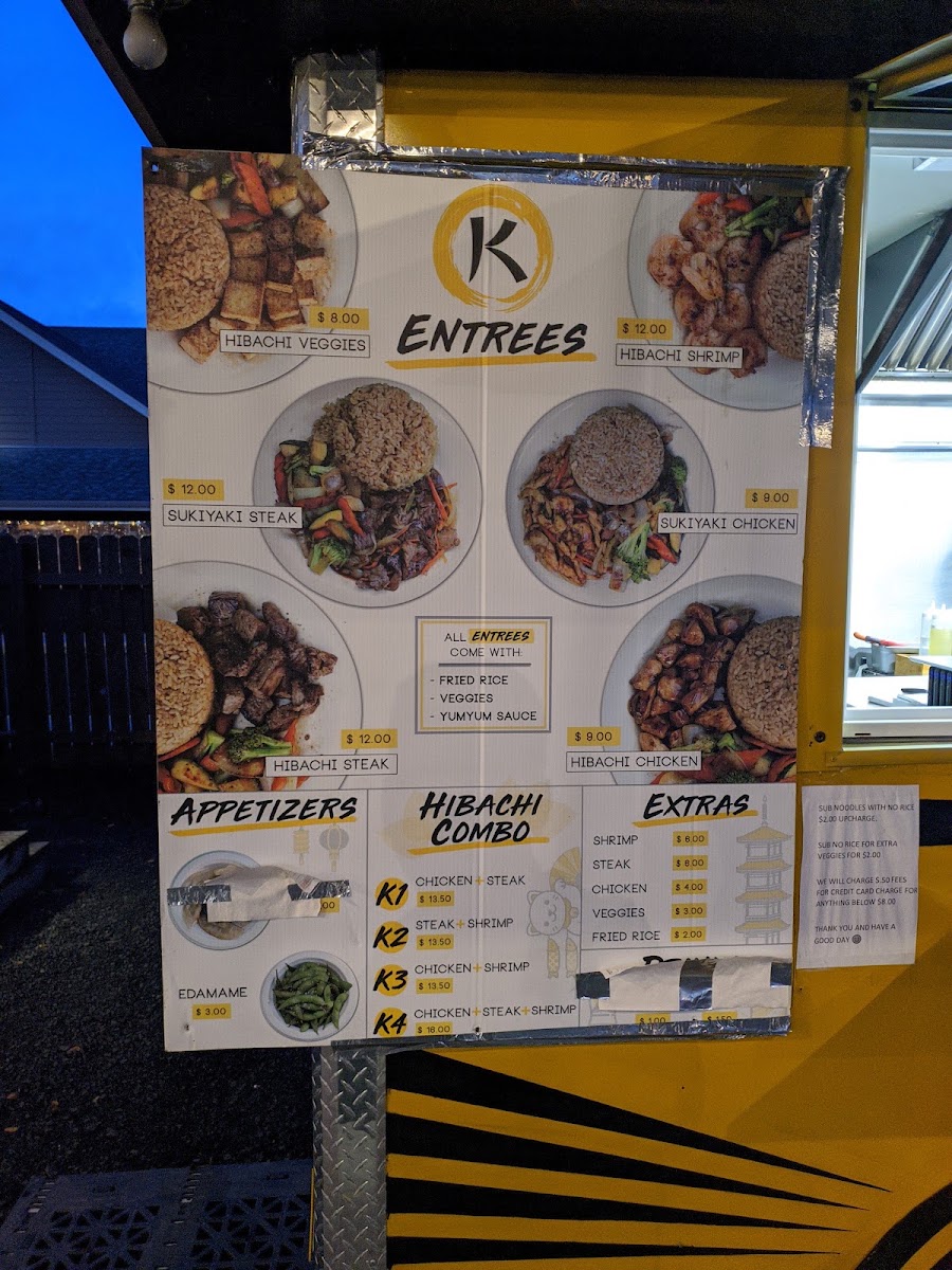 Kentochi Hibachi On Wheels menu board
