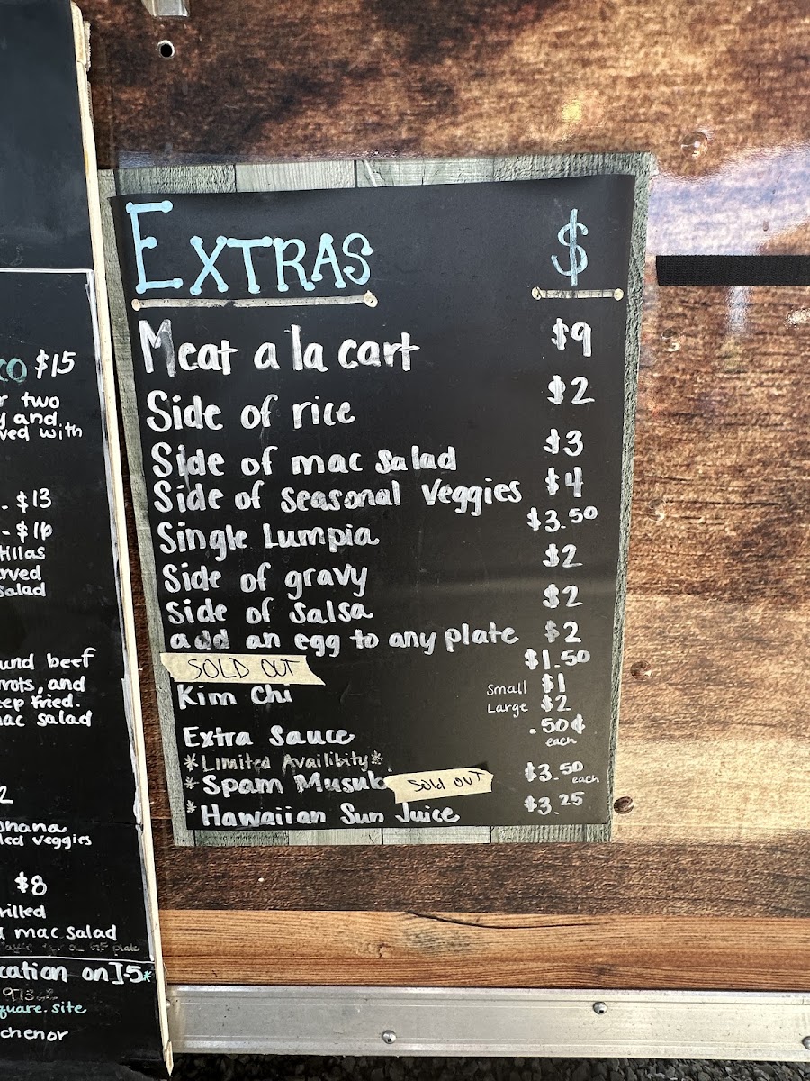 Ohana Kitchen menu board