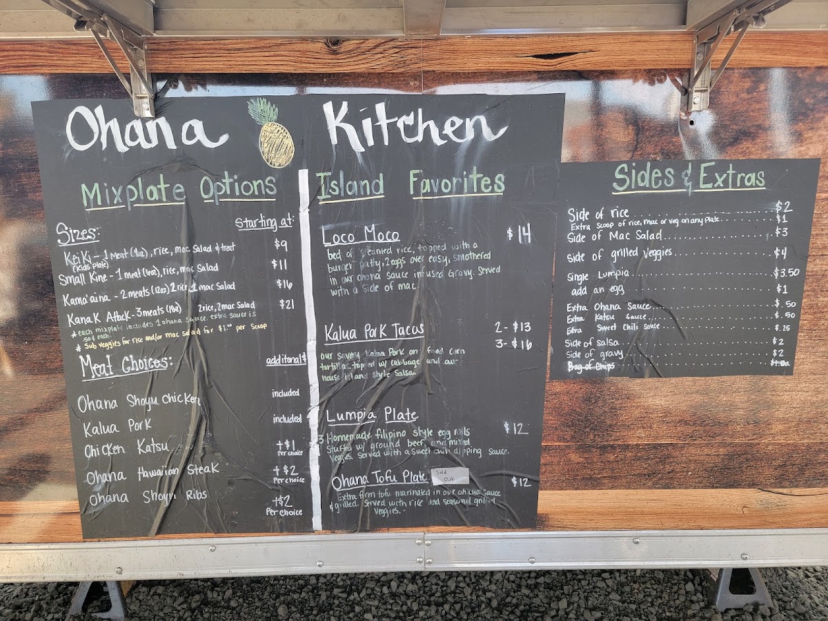 Ohana Kitchen menu board