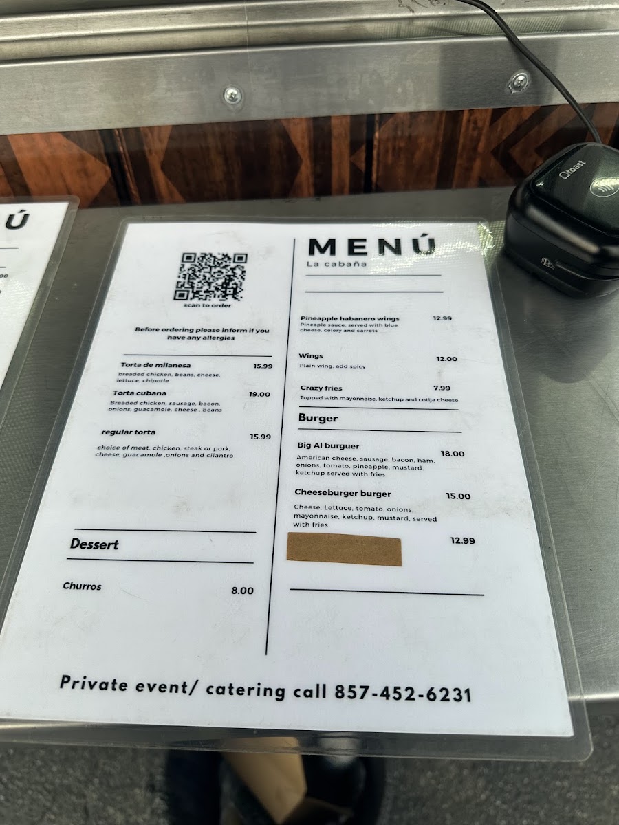 La Cabaña Foodtruck menu board
