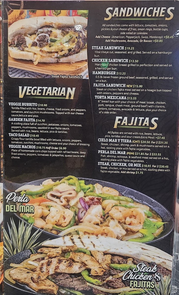Tu Casa 2 Mexican Restaurant menu board