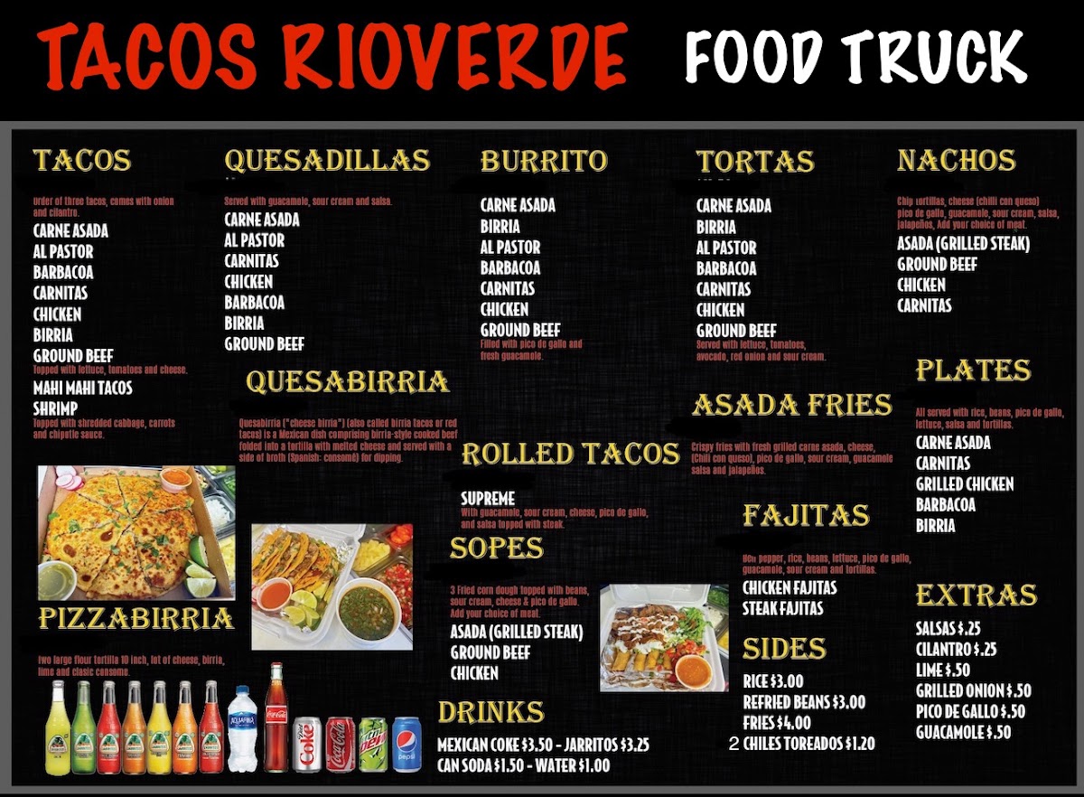 Tacos Rioverde menu board