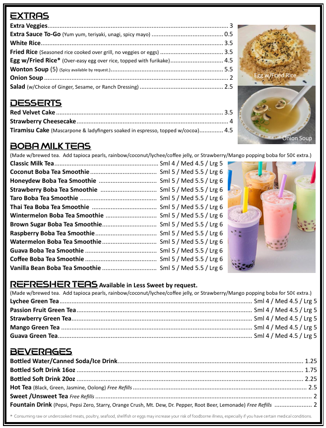 Pearl's Kitchen menu board
