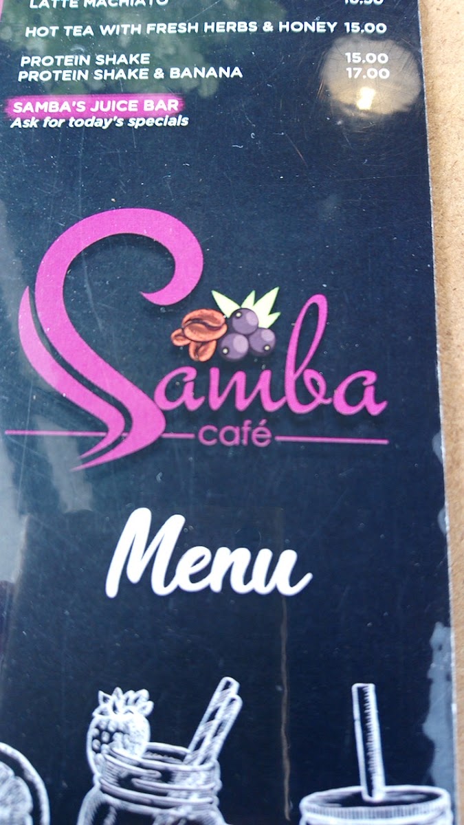 Samba Cafe menu board