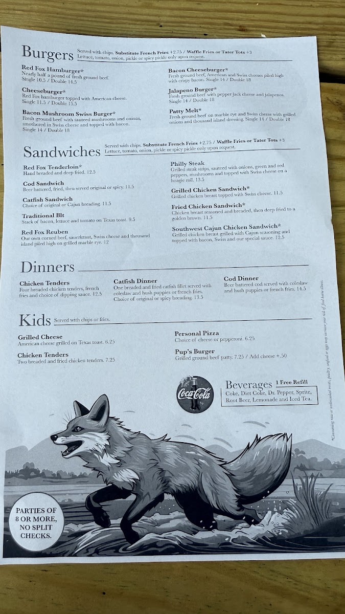 Red Fox, Lake Of The Ozarks menu board