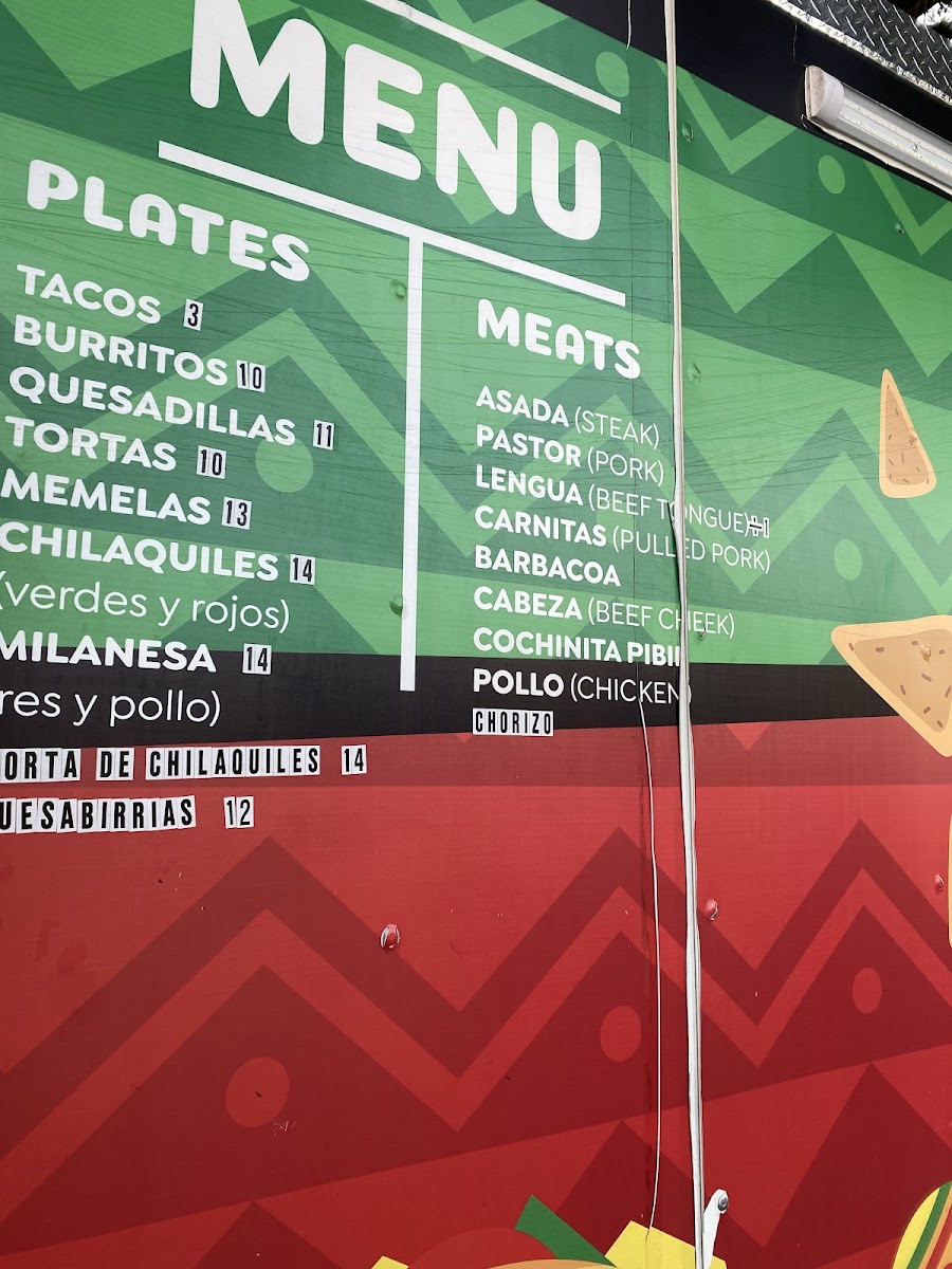 El Chilaquil LLC menu board