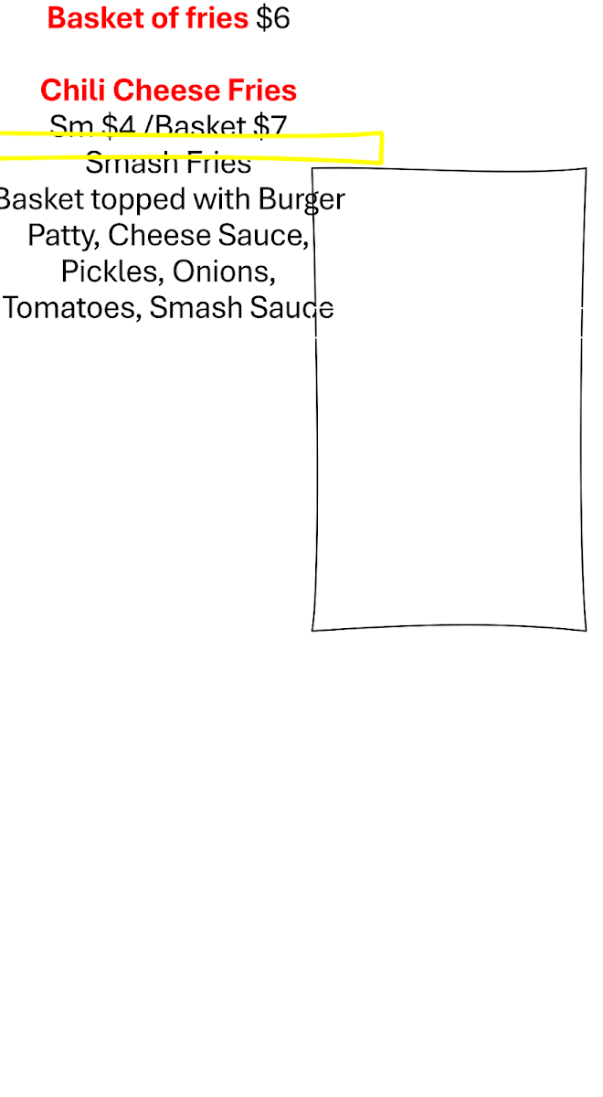 C.J.'s Roadside menu board