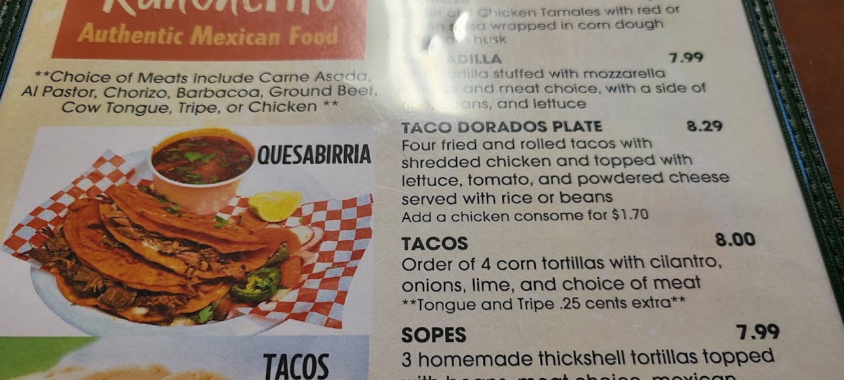 Rancherito | Mexican menu board