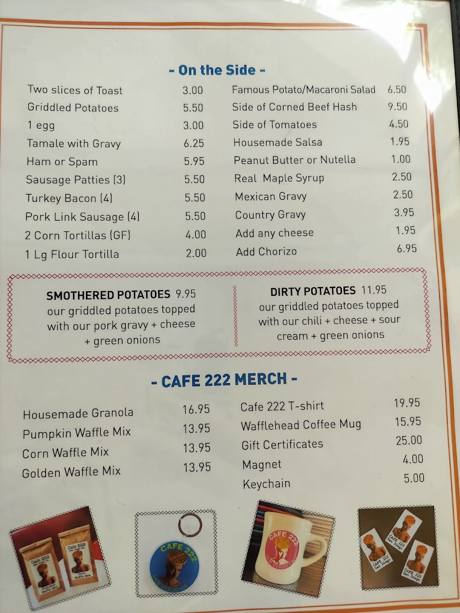 Cafe 222 menu board