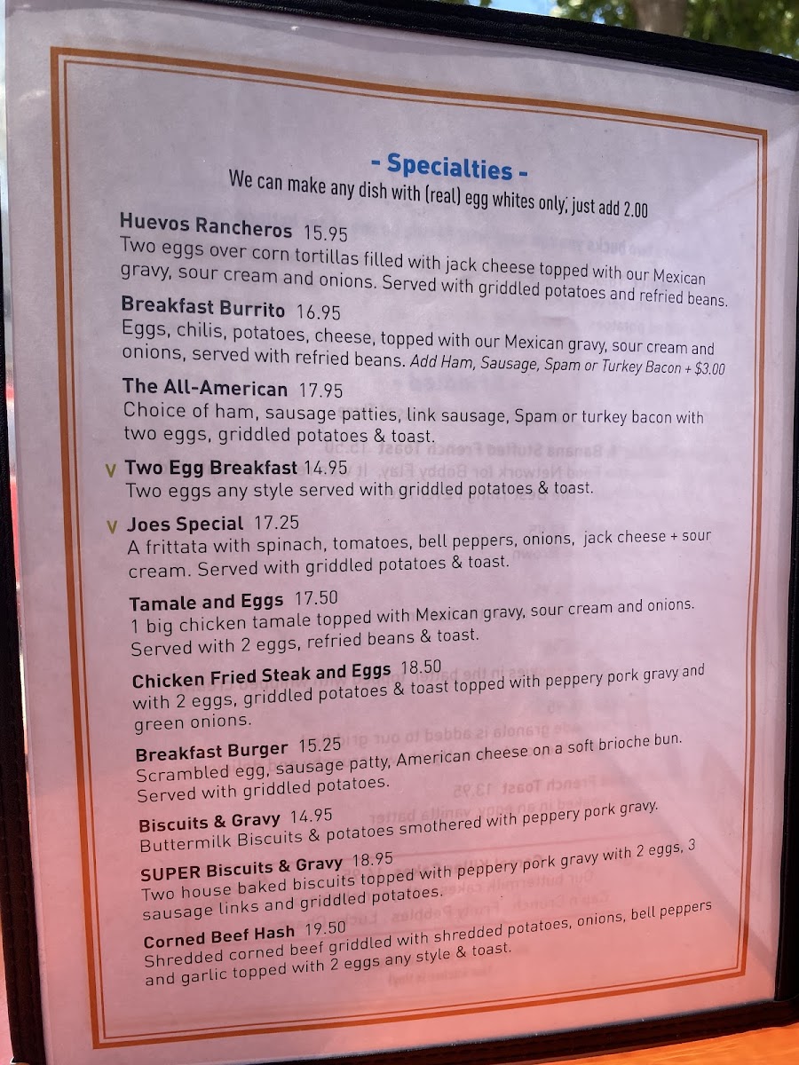 Cafe 222 menu board