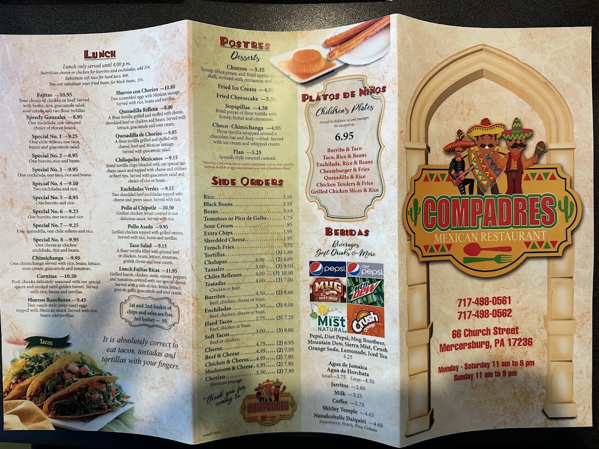 Compadres menu board