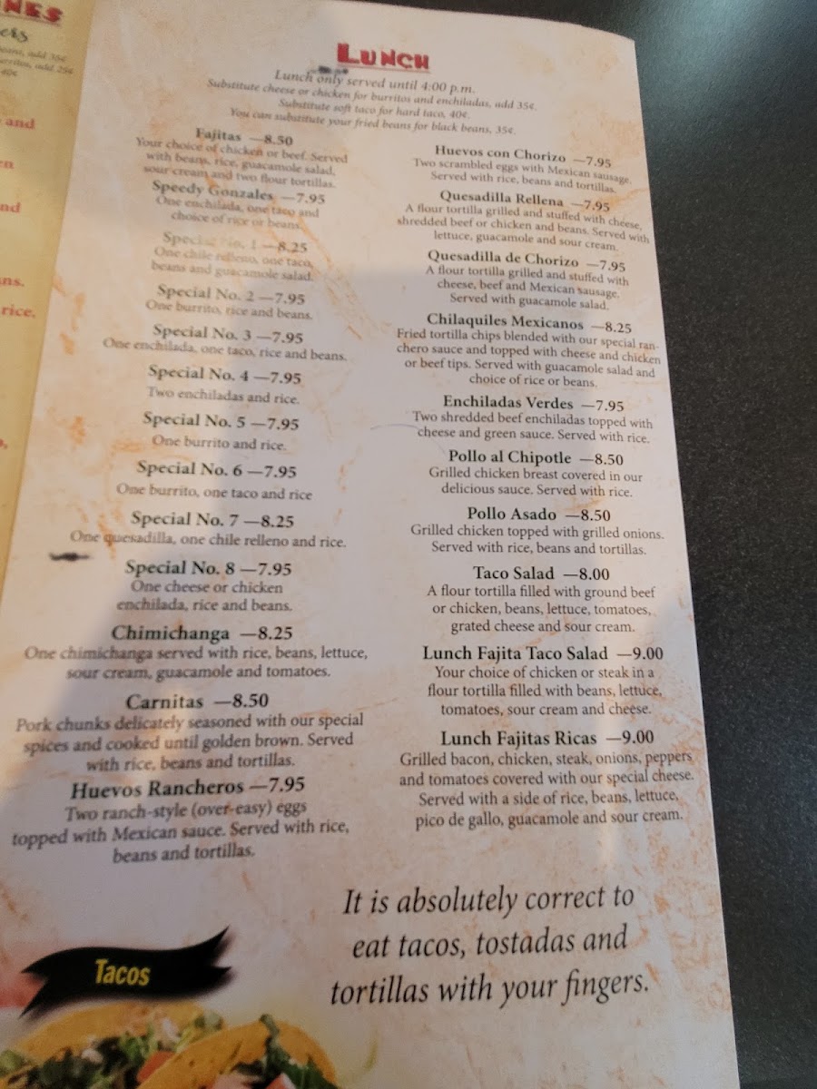 Compadres menu board