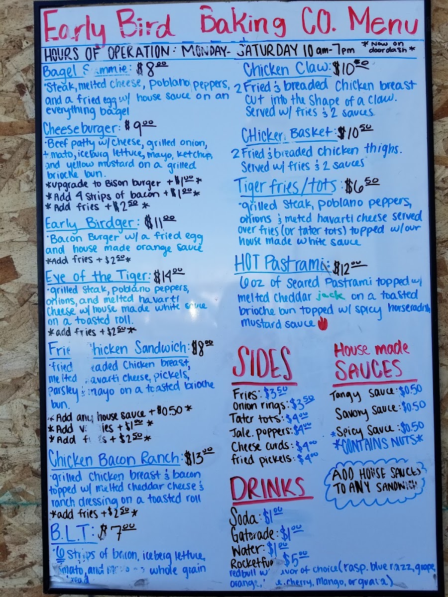 Early Bird Loaded Fries menu board