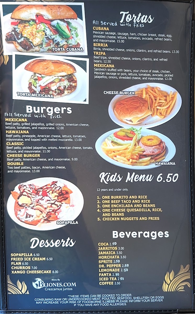 El Marinero Mexican Food & Seafood Restaurant menu board