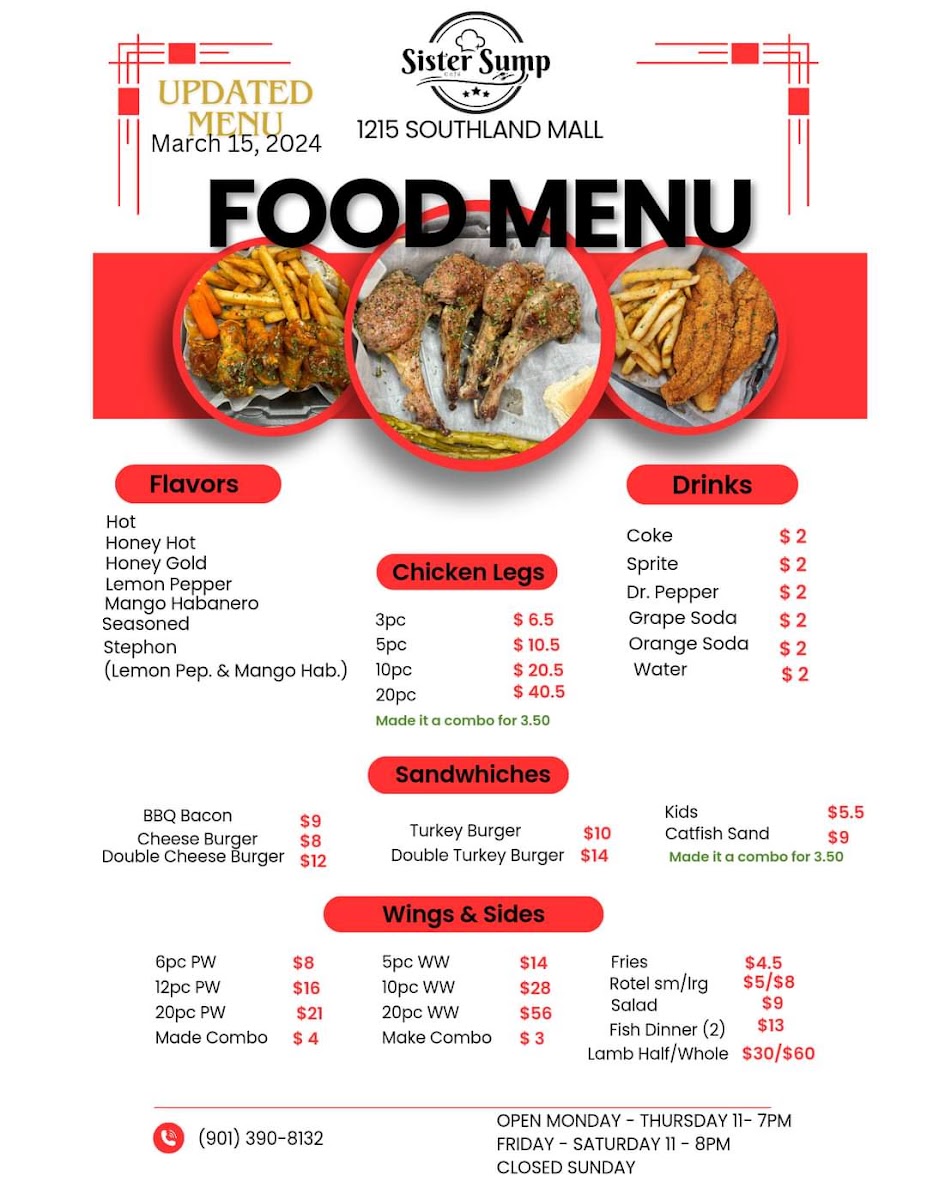 Sister Sump menu board