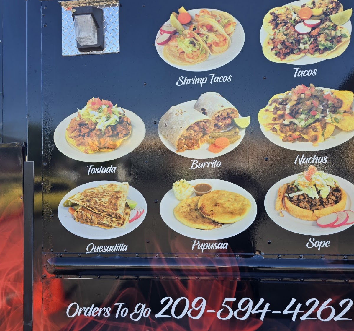 Reyes Taqueria menu board