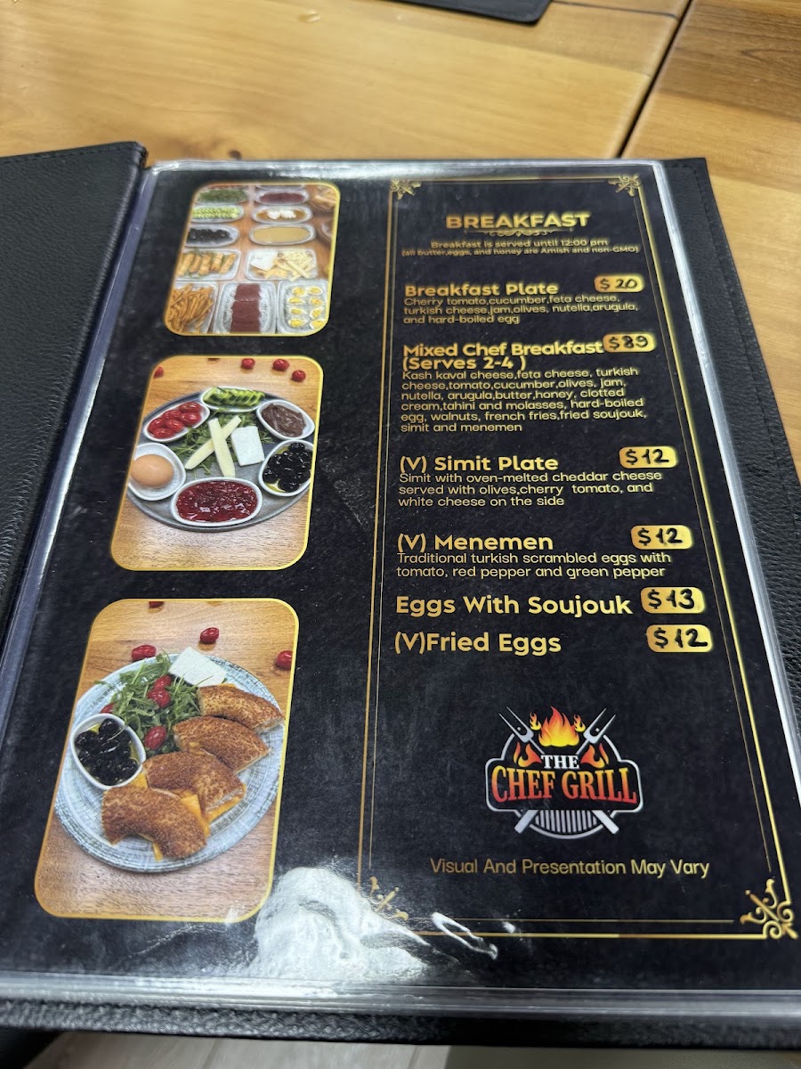 THE CHEF GRILL menu board