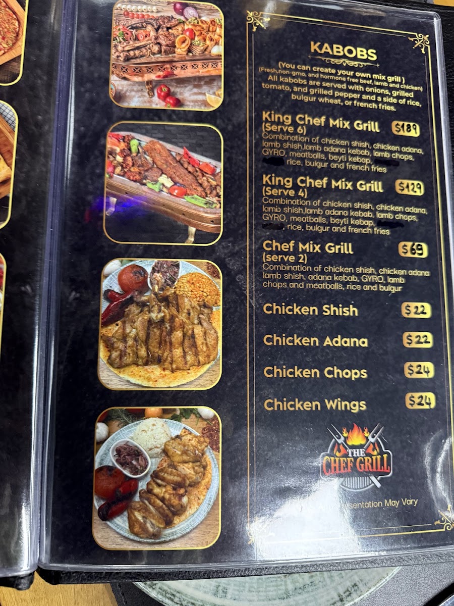 THE CHEF GRILL menu board