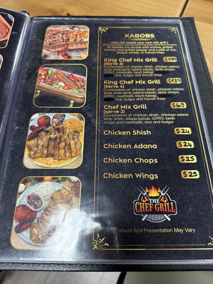 THE CHEF GRILL menu board