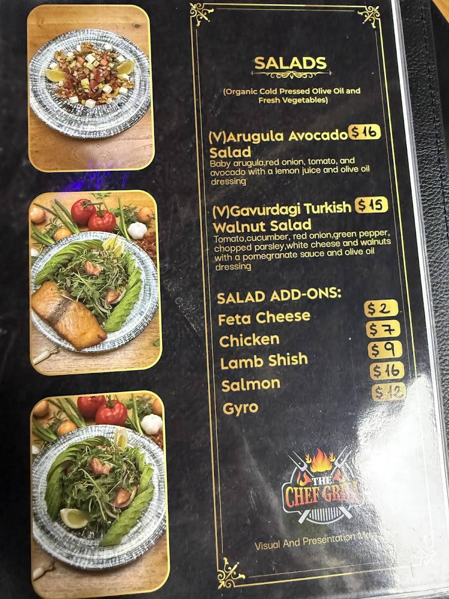 THE CHEF GRILL menu board