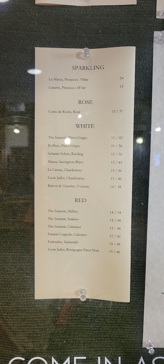The Tap House menu board