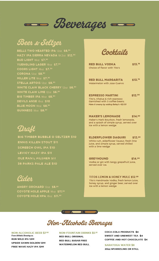 Village Pub menu board
