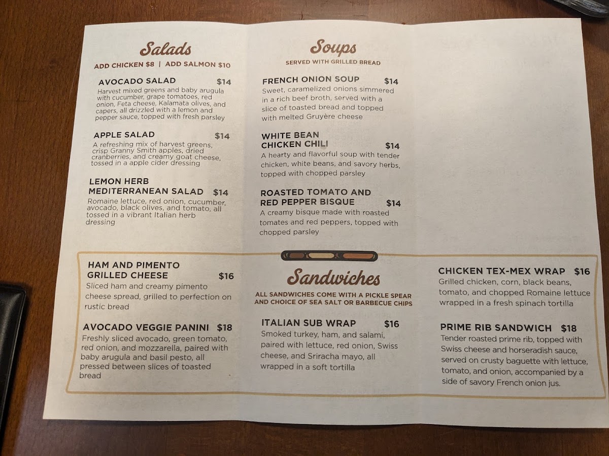 Village Pub menu board