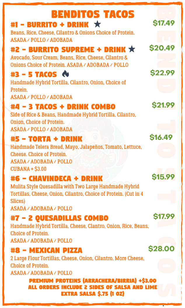 El Portal Mexican Store and Taco truck menu board