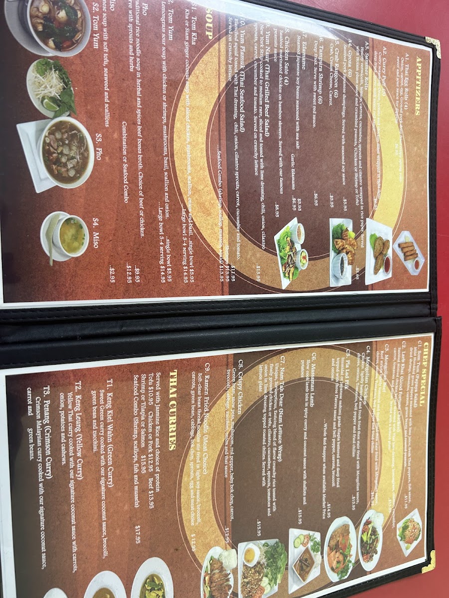 Bangkok Kitchen Thai Restaurant menu board