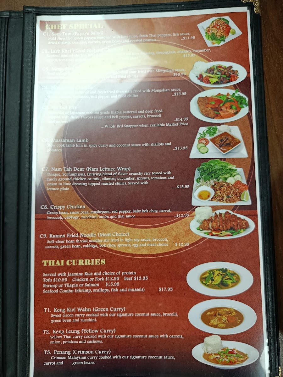 Bangkok Kitchen Thai Restaurant menu board